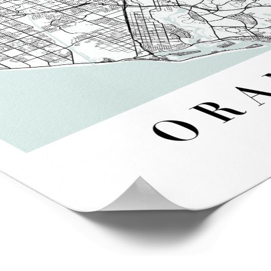 Orange Landkreis California Blue Water Street Kart Poster (Ecke)