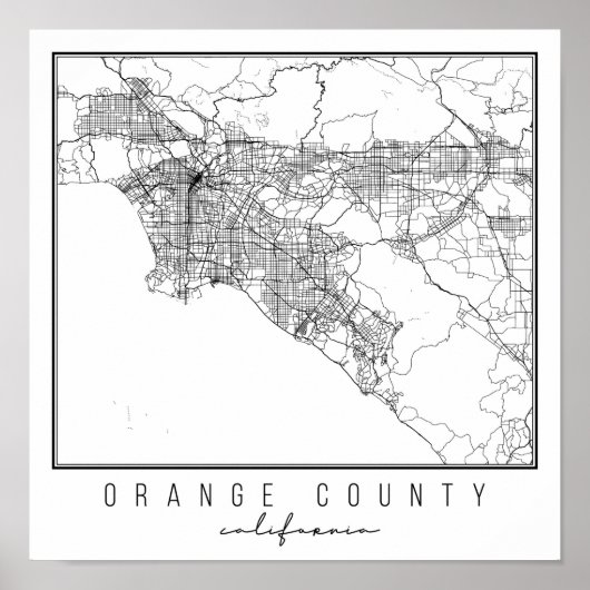Orange Landkreis California Street Map Poster (Vorne)