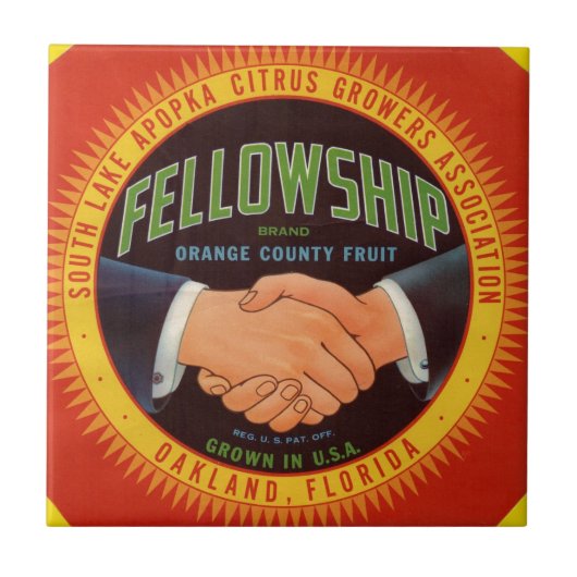 Orange Landkreis Citrus-Label der 1930er Jahre Fliese (Vorderseite)