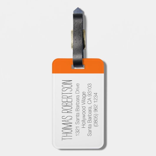 Orange Langstreckenfluggast mehr Schlafgepäck Anhä Gepäckanhänger (Rückseite vertikal)