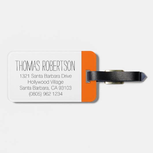 Orange Langstreckenfluggast mehr Schlafgepäck Anhä Gepäckanhänger (Rückseite horizontal)