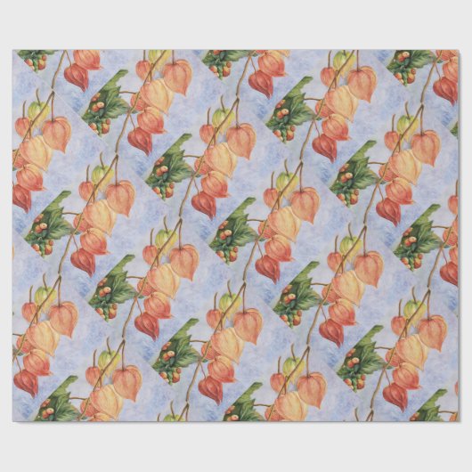 Orange Lantern Blume Geschenkpapier (Flach)