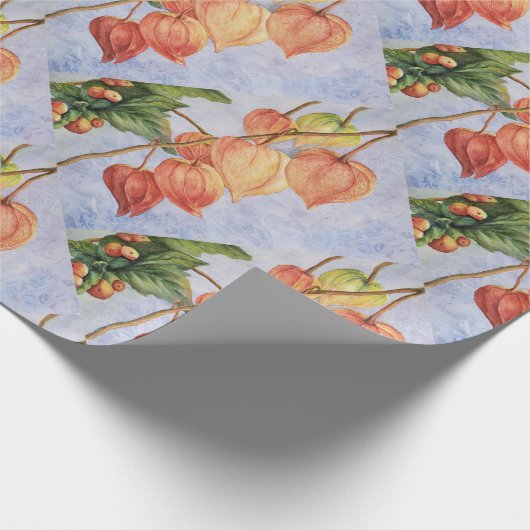 Orange Lantern Blume Geschenkpapier (Ecke)