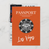 Orange Las Vegas Passport Save the Date (Vorne/Hinten)