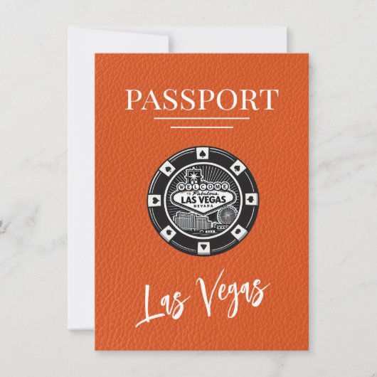 Orange Las Vegas Passport Save the Date (Vorderseite)