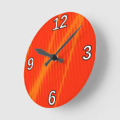 Orange Laser Beam Look Lines on Orangish-Red Clock Runde Wanduhr (Winkel)