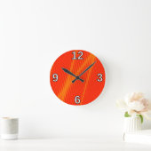 Orange Laser Beam Look Lines on Orangish-Red Clock Runde Wanduhr (Zuhause)