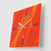 Orange Laser Beam Look Linien auf einem roten Hint Quadratische Wanduhr (Winkel)