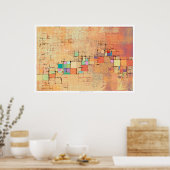 Orange Lattice Harmony Abstrakt Print Poster (Küche)