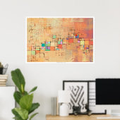 Orange Lattice Harmony Abstrakt Print Poster (Heimbüro)