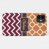 Orange Lattice Maroon Zickzack Muster Braun Name Case-Mate iPhone Hülle (Rückseite (Horizontal))