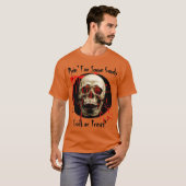 Orange Laughing Skull Bloody Halloween T-Shirt (Vorne ganz)