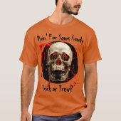 Orange Laughing Skull Bloody Halloween T-Shirt (Vorderseite)