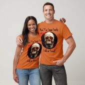 Orange Laughing Skull Bloody Halloween T-Shirt (Unisex)