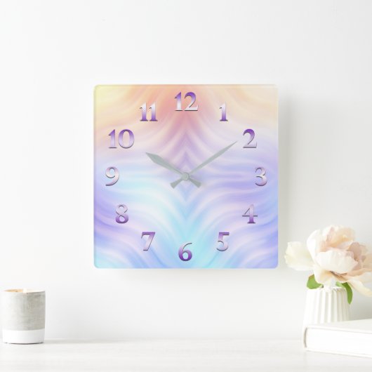 Orange Lavendel aquamarin Quadratische Wanduhr (Zuhause)