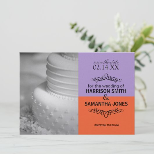 Orange & Lavender Speichern der Ankündigungen (Stehend Vorderseite)