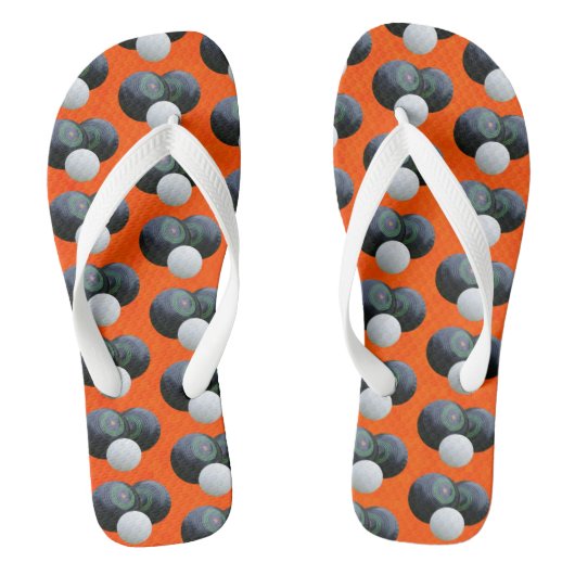 Orange Lawn Bowls, Thongs Badesandalen (Fußbett)