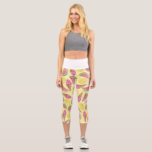 Orange Leaf Capri Leggings (Vorderseite)