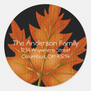 Orange Leaf Fall Saison - Rücksendeadressen-Aufkle Runder Aufkleber