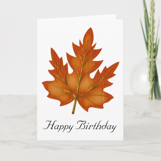 Orange Leaf Fall Season Happy Birthday Card Karte (Vorderseite)
