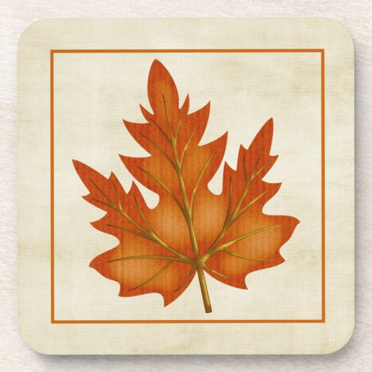 Orange Leaf Fall Season Themed Cork Untersetzer (Vorderseite)