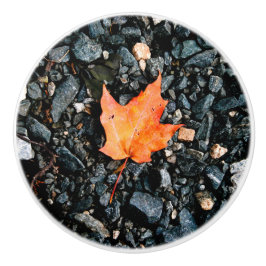 Orange Leaf Keramik Pull Keramikknauf