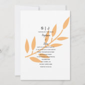 Orange Leaf Monogram Nature Minimal Wedding 2024 Einladung (Vorderseite)