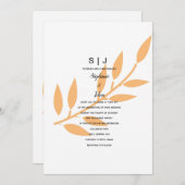 Orange Leaf Monogram Nature Minimal Wedding 2024 Einladung (Vorne/Hinten)