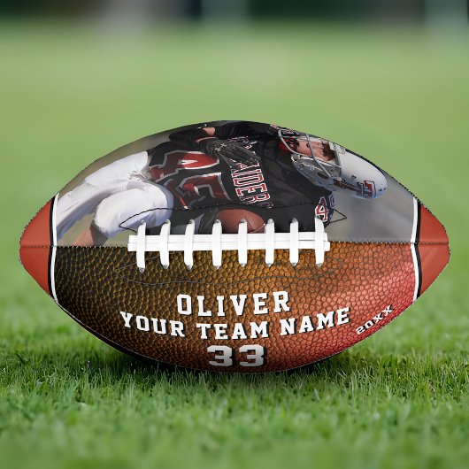 Orange Leather Print Player Name Team Foto Football