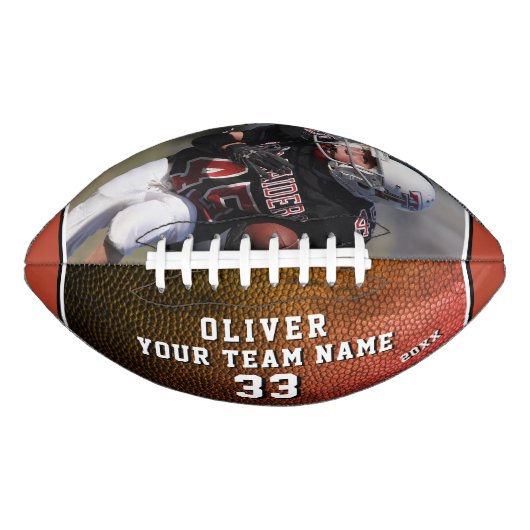 Orange Leather Print Player Name Team Foto Football (Vorderseite)