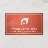 Orange Leather Real Anwesen | Zuhause-Symbol Visitenkarte (Vorderseite)