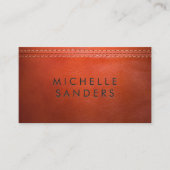 Orange Leather Texture | doppelt gestickt Visitenkarte (Vorderseite)