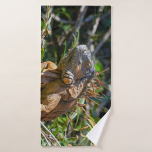Orange Leguan, Belize Fotografie Badhandtuch Set