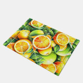 Orange Lemon Botanical Citrus Geometric Fußmatte (Schrägansicht)