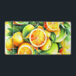 Orange Lemon Botanical Citrus Geometric Schreibtischunterlage<br><div class="desc">Geometric fresh oranges and lemons surrounded by lush green leaves.</div>