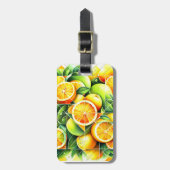 Orange Lemon Botanische Zitrone Geometrisch Gepäckanhänger (Vorderseite vertikal)