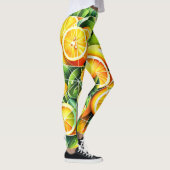 Orange Lemon Botanische Zitrone Geometrisch Leggings (Rechts)