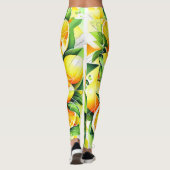 Orange Lemon Botanische Zitrone Geometrisch Leggings (Rückseite)