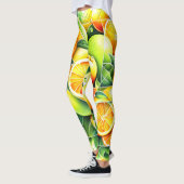 Orange Lemon Botanische Zitrone Geometrisch Leggings (Links)