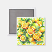 Orange Lemon Botanische Zitrone Geometrisch Magnet (Vorderseite/Rückseite)
