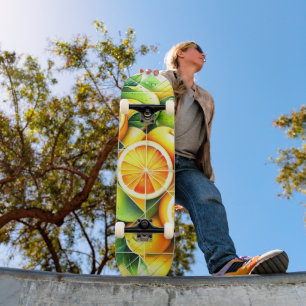 Orange Lemon Botanische Zitrone Geometrisch Skateboard