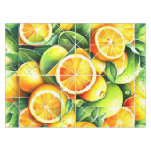 Orange Lemon Botanische Zitrone Geometrisch Tischdecke (Vorderseite (Horizontal))