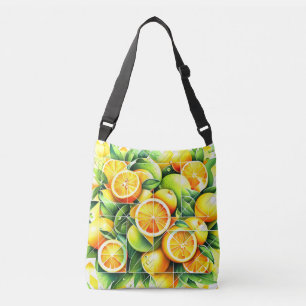 Orange Lemon Botanische Zitrone Geometrisch Tragetaschen Mit Langen Trägern