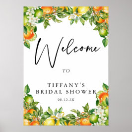 Orange Lemon Citrus Brautparty Begrüßungszeichen Poster