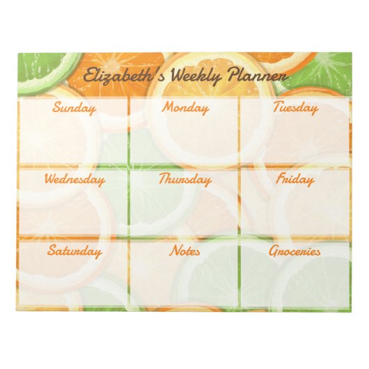 Orange Lemon Limon Weekly Planner Notizblock (Vorderseite)