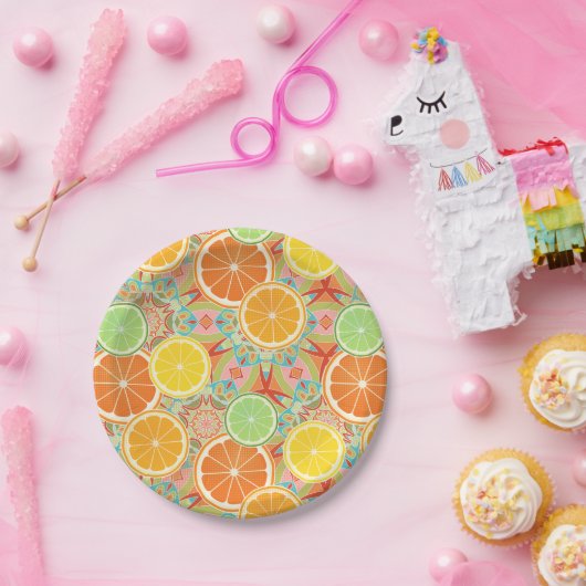 Orange, Lemon, Limone Scheiben Pappteller (Party)