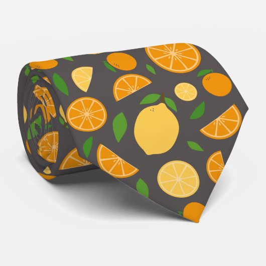 Orange & Lemon Muster Krawatte (Gerollt)