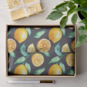 Orange Lemons Green Blätter auf Black Seidenpapier (Geschenk)