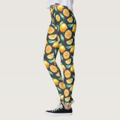 Orange Lemons Green Blätter Black Leggings (Links)