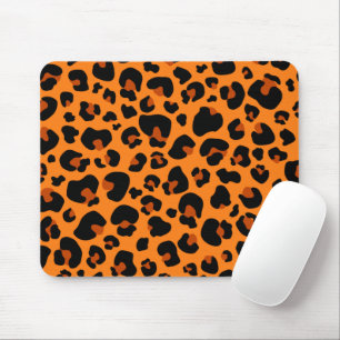 Orange Leopard Cheetah Skin Print Patches Mousepad